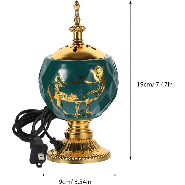 Bakhoor Electric Incense Burner - Vintage Arabic Incense Burner Middle Eastern Style Tabletop Electric Censer Aroma Burner Oud Frankincense Candle