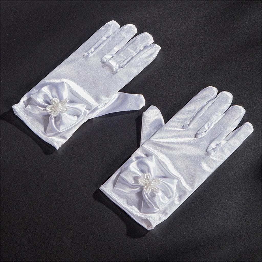 Bowknot Gloves for Ceremony School Boys and Girls Bowknot Elastic Gloves for Dress Etiquette Gloves Stage Performances