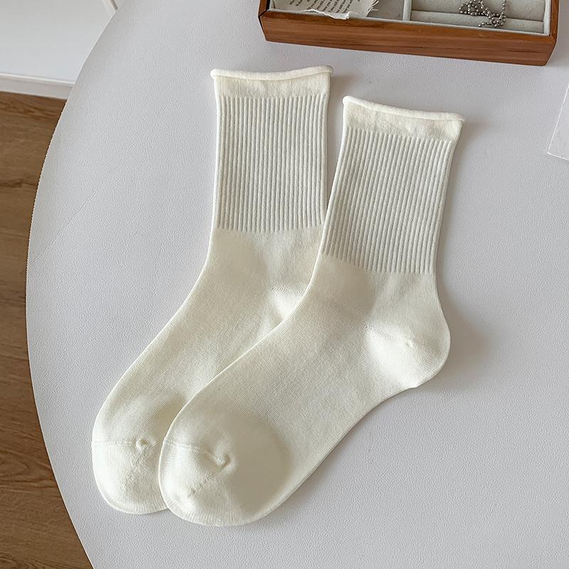 Mid-calf Socks for Women In Autumn and Winter, Rolled-up Socks for Women, Versatile and Loose-fitting Postpartum Socks