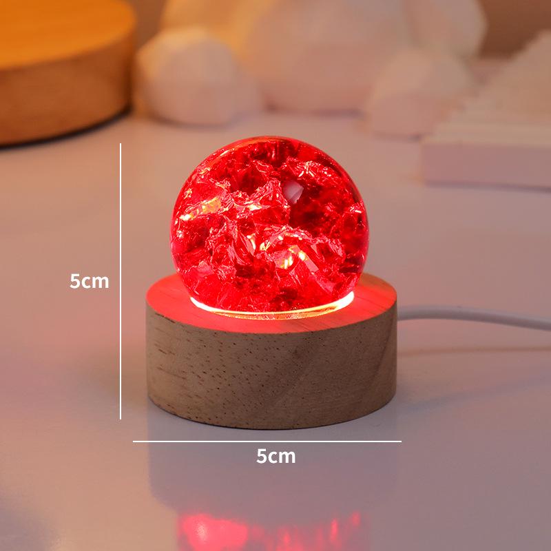 Seven-Color Crystal Ball Night Light – Luminous Ice Crackle Glass Ornament for Desktop Decoration