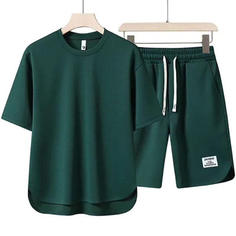Men's Short-sleeved T-shirt Breathable Casual Loose Street Monochrome Summer Trend Outdoor Solid Color Suit