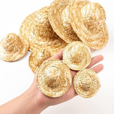 Straw Hat Mini Doll Straw Cute Baby Doll Hat Suitable for Dollhouse DIY Craft Decorative Accessories