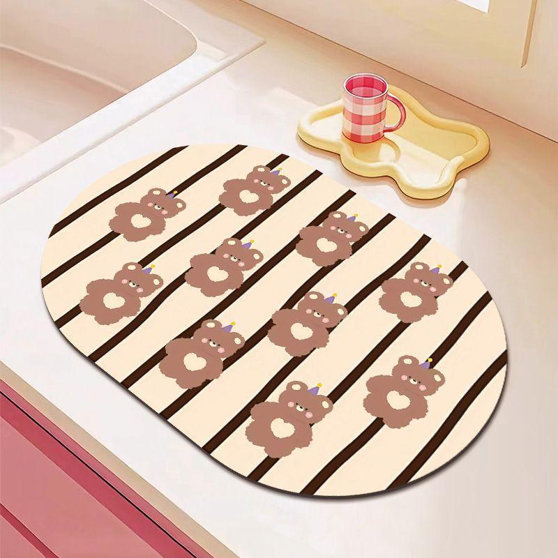 Niedliche Küchentisch-Abtropfmatte Tischmatte Hitzebeständig Rutschfest Saugfähig Schnelltrocknend Haushalt Spülbecken Dialgae Schlamm