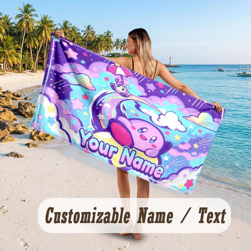 Personalized Beach Towel,Kirby Custom Printed Name Text, Super Absorbent Towel For Beach Vacation