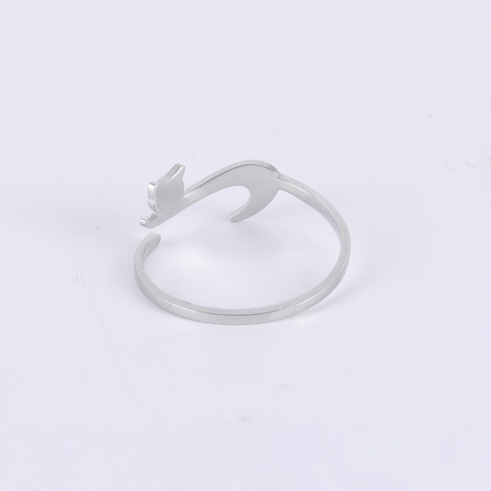 Lemegeton Cute Lazy Little Cat Rings Pattern Exquisite Leisure Circle Jewelry Minimalism Daily Wear Women Decoration Finger Hoop