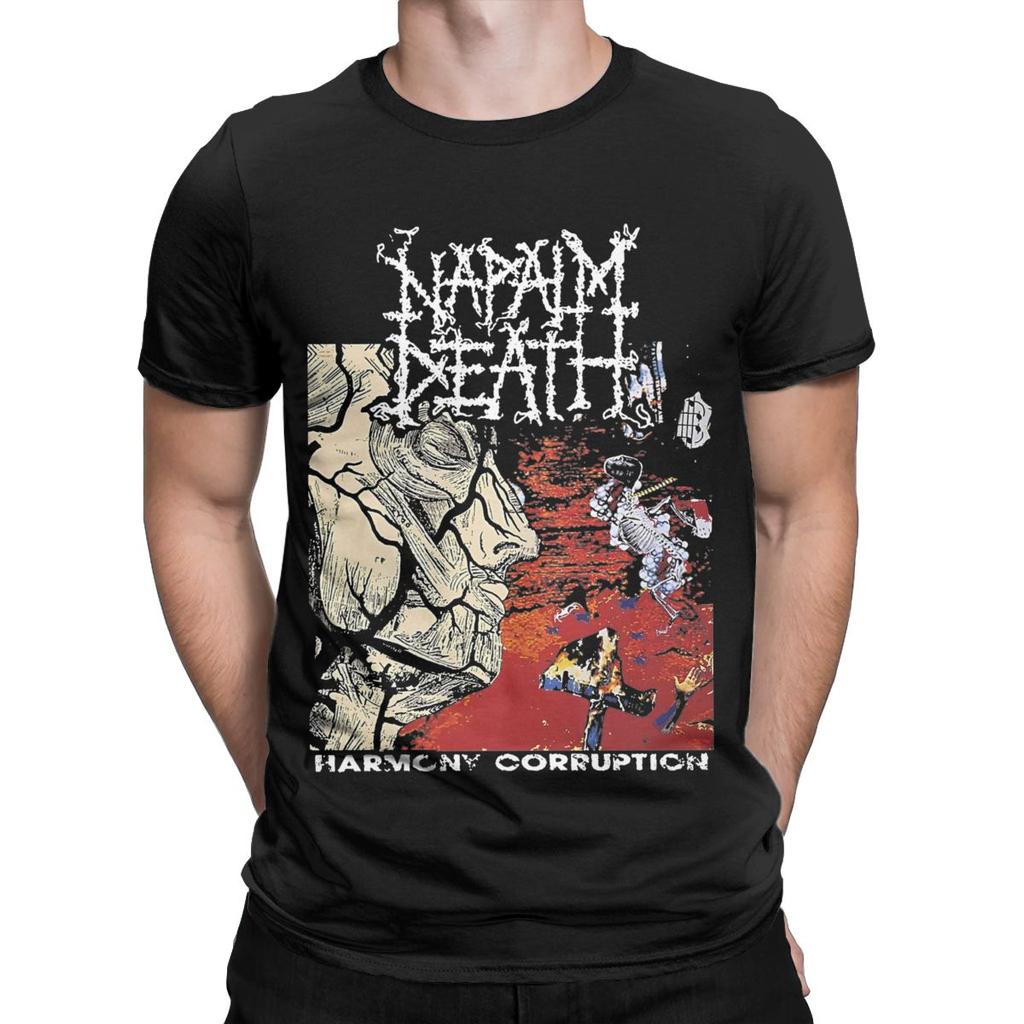 Napalm Death T-Shirt for Men Band Vintage Pure Cotton Tees Crew Neck Short Sleeve T Shirt 4XL 5XL Tops