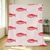 Soft Plush Flannel Blanket Red Fish Print Warm Cozy Throw for Home Dorm, Christmas Halloween Decor
