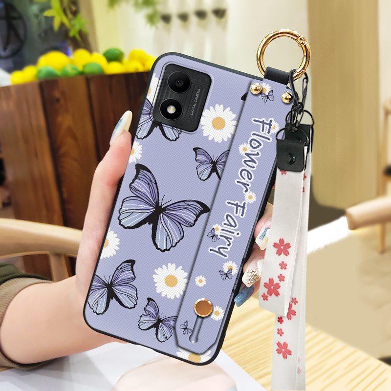 Soft Case Back Cover Phone Case For TCL 305i Shockproof Durable Ring Wrist Strap Phone Holder Anti-knock Oil Painting
