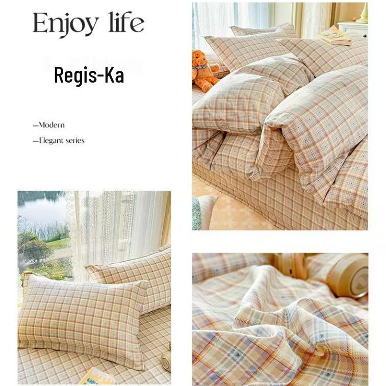 Class A Pure Cotton Bed Sheet, Duvet Cover, and Pillowcase Set – Available in Three-Piece or Four-Piece, All Seasons, Home/Homestay