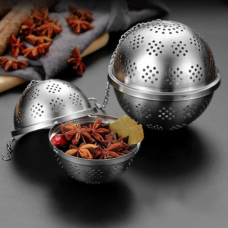 Edelstahl-Teeblatt-Infuser-Sieb Gewürznetz-Sieb zum Aufbrühen von Teekannen Teefilter Gewürzkugel Küchenzubehör