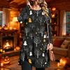 Women's Casual Long Sleeve Printed Round Neck Dress for Everyday Fashion