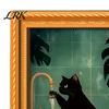 DIY Photo Holders for Lockers Funny Wooden Fridge Magnets Frame, Retro Cute Cat In Bathroom Magnetic Easy Swap Frames Pictures Refrigerator