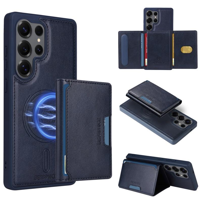 Geteilte Magnetische Kabellose Lade Leder Geldbörse Karten Handyhülle für Samsung Galaxy S25 Edge S24 FE S23 Plus S22 Ultra S21 Hülle