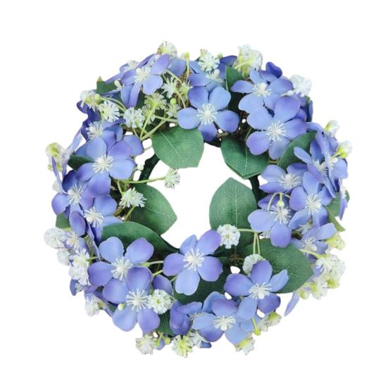 Umělý věnec na svíčku s divokými květy Malé květiny Držák na sloupovou svíčku pro venkovský styl Jarní svatba