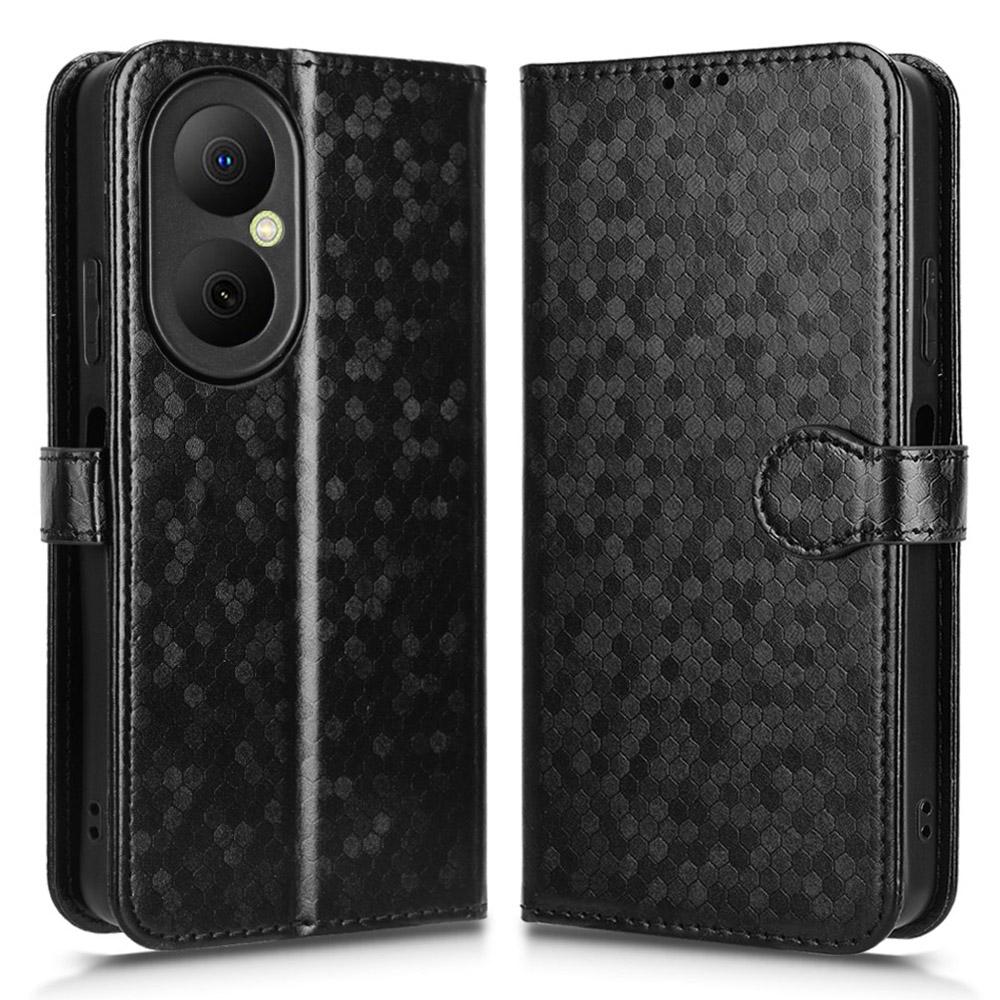 For Huawei Nova Y73 4G/Enjoy 80 Wallet Case Dot Pattern Imprint PU Leather Phone Cover with Wrist Strap