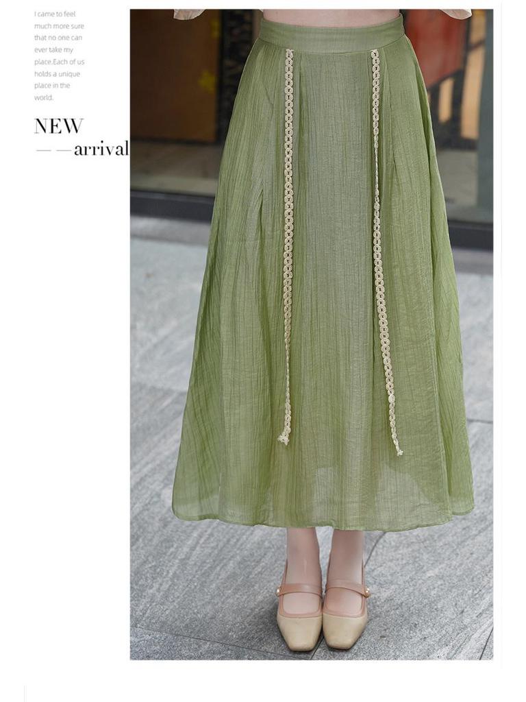 High-Quality Retro Jacquard Mandarin Collar Frog Button Top & Skirt Set