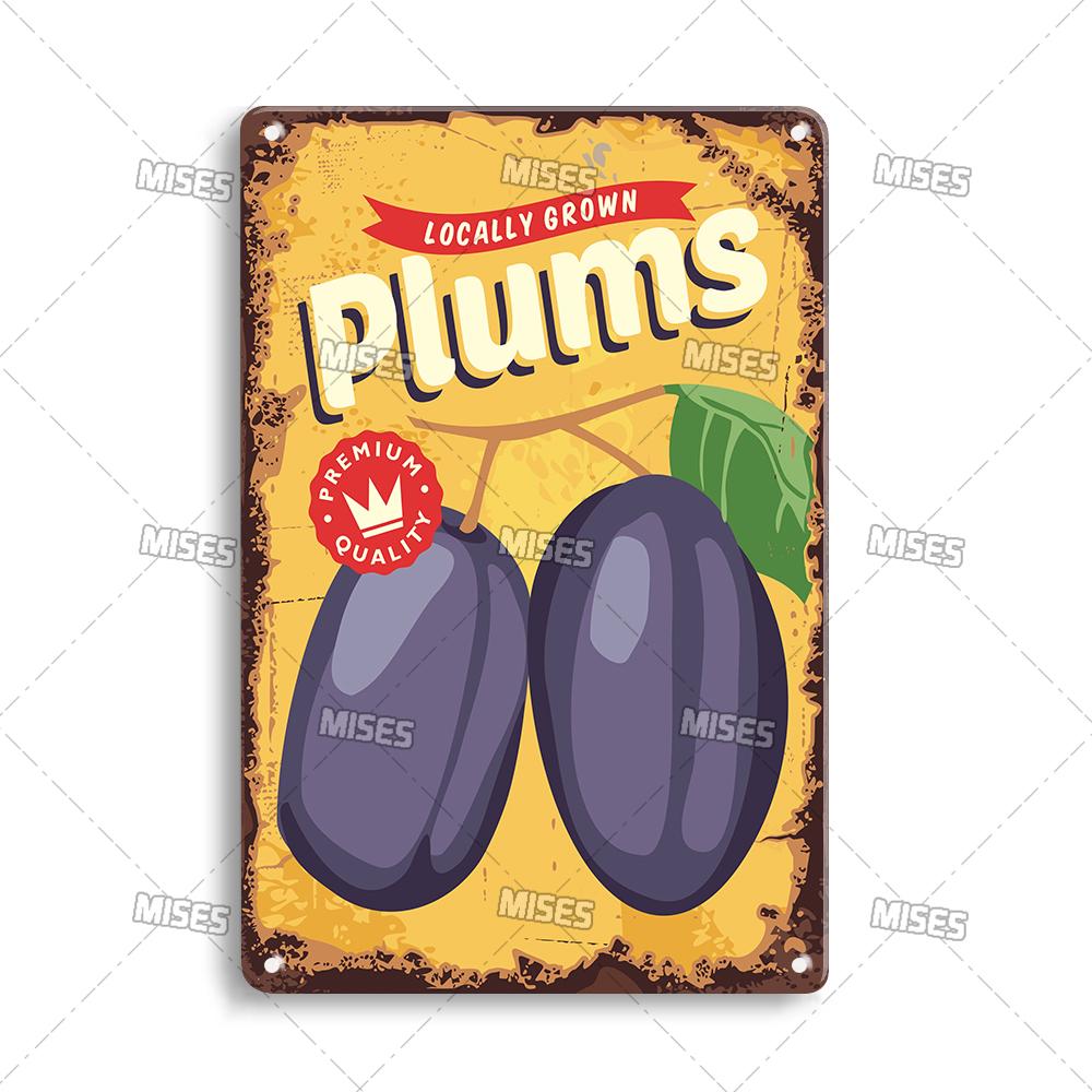 MISES Fruit And Vegetable Metal Poster Decorative Plate Kitchen Vintage Poster Home Bar Farm Industrial Decor Metal Tin Sign