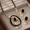 Fashion Alloy Necklace Earrings Set Geometric Oval Spiral Snail Clavicle Chain For Women Exaggerated Jewelry