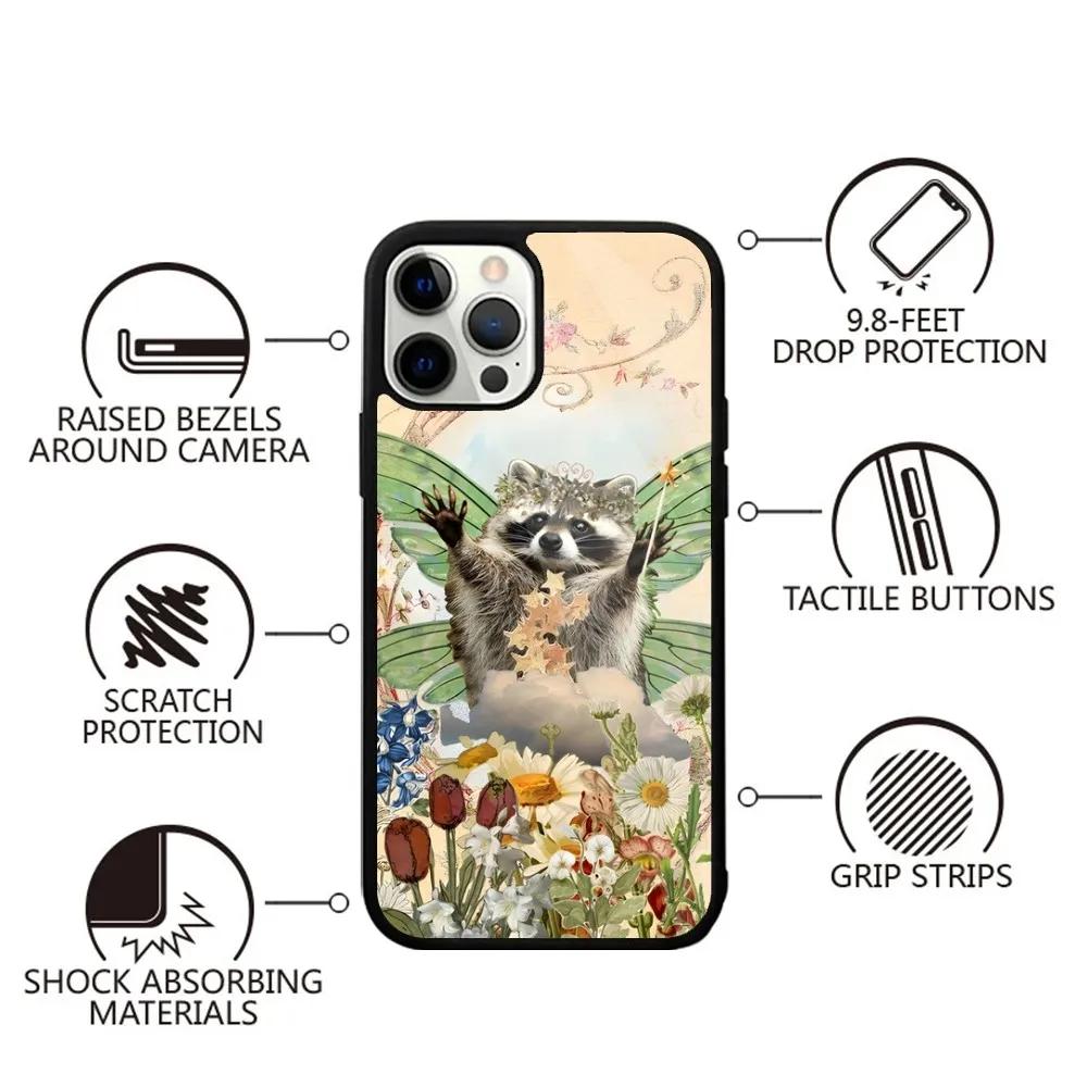 Cute Raccoon Phone Case For iPhone 16,15,14,13,12,11,Plus,Pro,Max,Mini Magsafe Magnetic Wireless Charging