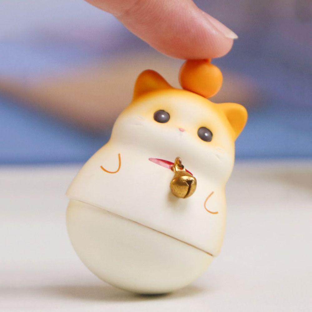 Chubby Cat Resin Ornament Shake Toys Cat Car Decorations Cat Resin Figure Cat Swinging Doll Gifts