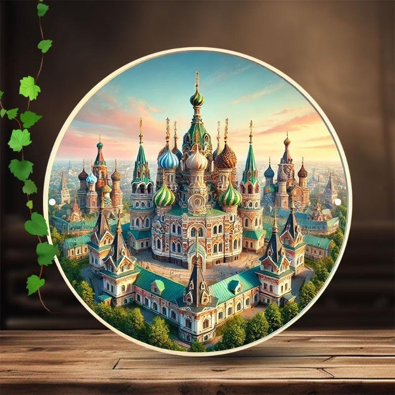 Russian Landscape Metal Sign, 2D Flat Wall Decor Accent