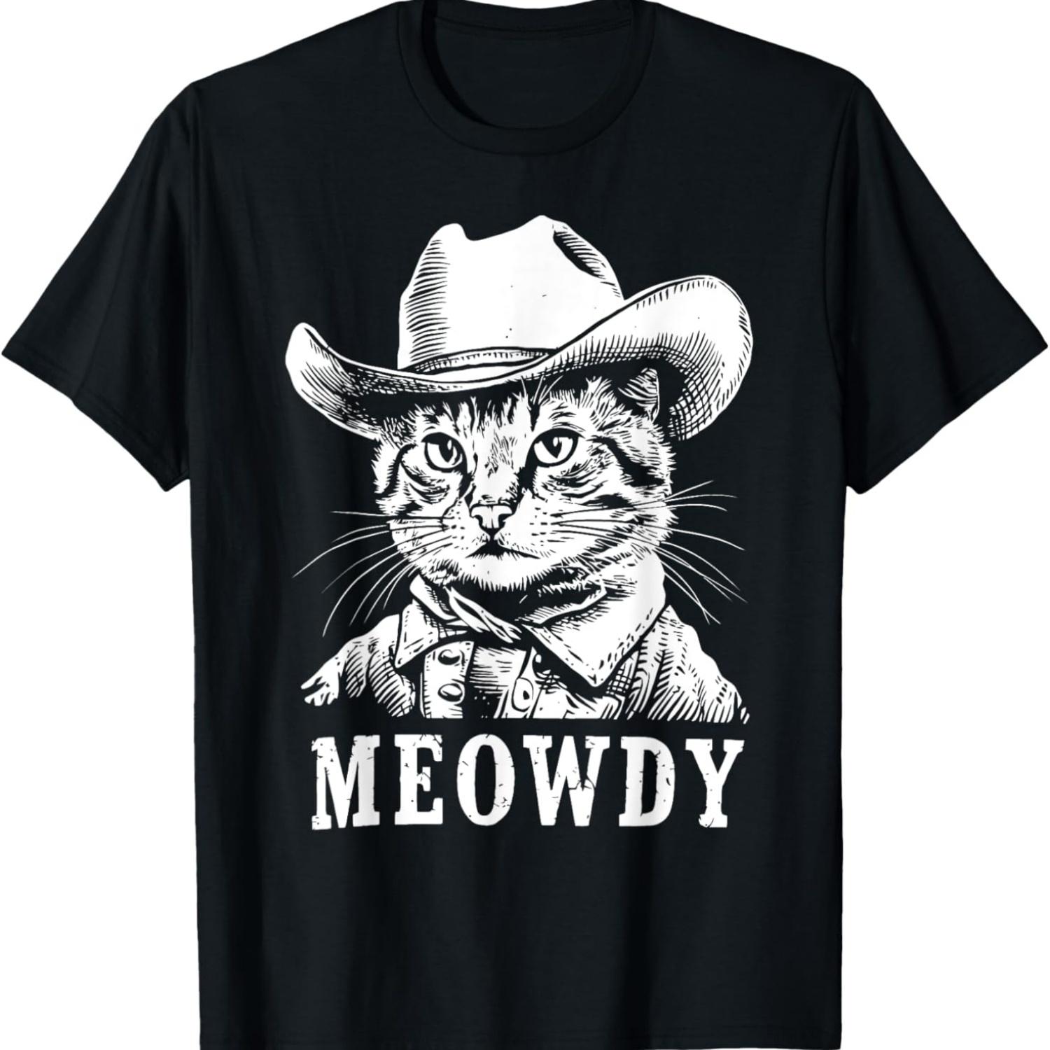 Meowdy Texas funny Cowboy Hat Cat Meme T-Shirt S чёрный