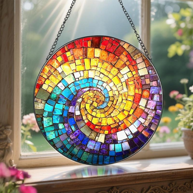 Colorful Glass Hanging Decorative Item Sun Catcher Glass Texture Suitable for Creates Colorful Effects in Various Room B03E