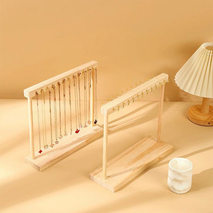 Jewelry Organizer Display Stand Wood Necklace Hanging Countertop Rack for Chains Earrings Bracelets Showcase Storage Rack
