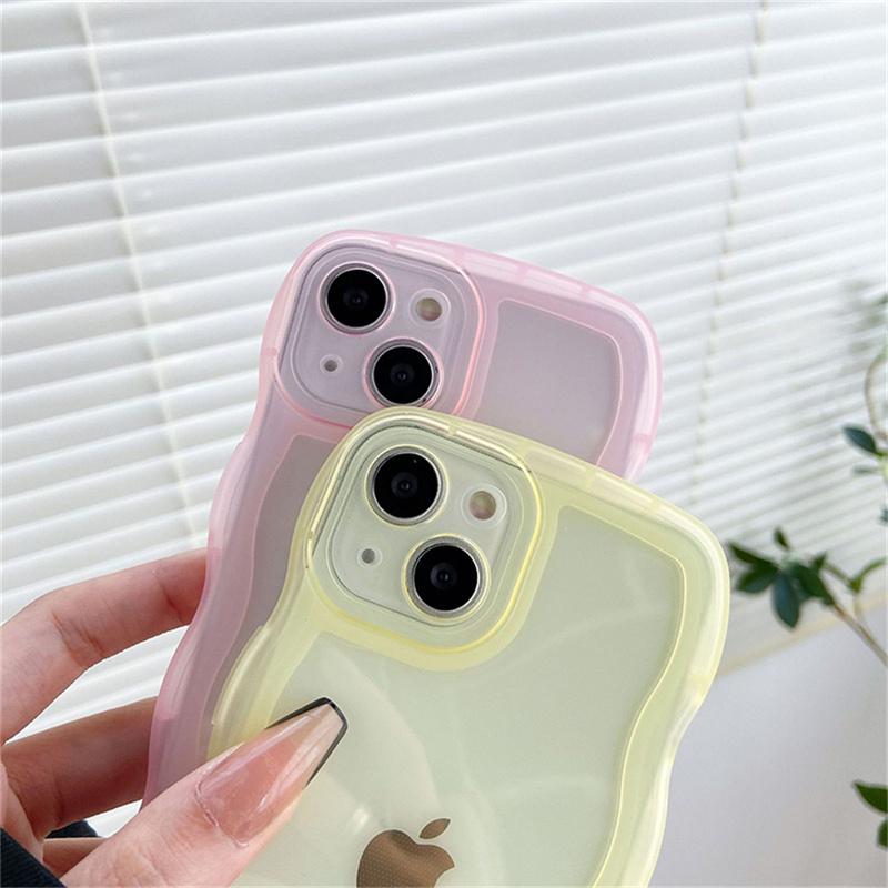 Ottwn Fashion Cute Wave Frame Husa de telefon rezistenta la socuri pentru iPhone 11 12 13 Pro Max X XR XS Max 7 8 Plus SE 2020 Husa din spate moale TPU