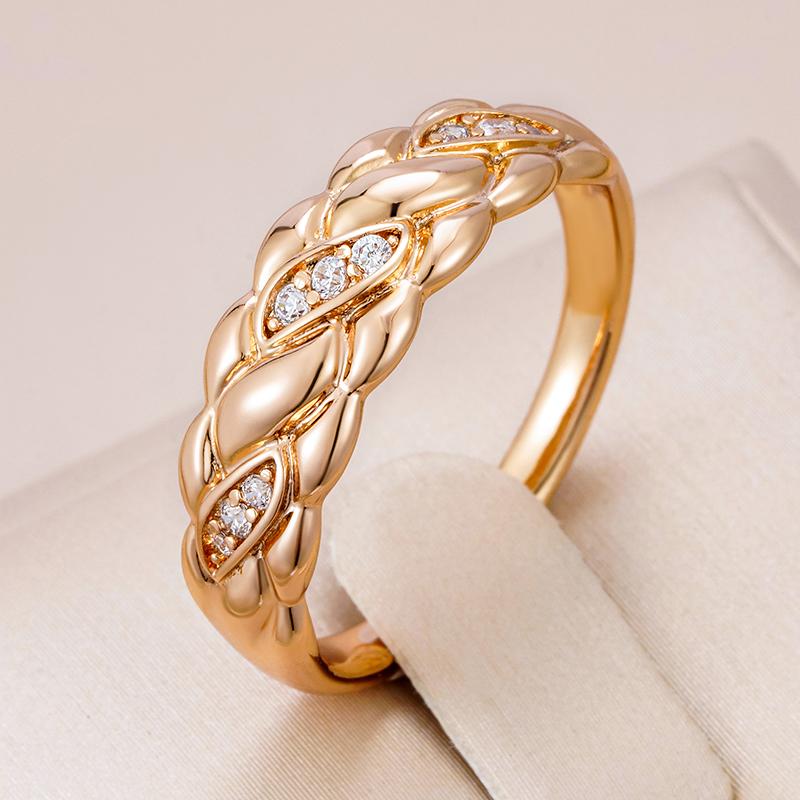 Minimalist Style  Rose Gold Color Ring For Women Mosaic Shiny Natural Zircon Accessories Party Daily Fine Jewelry