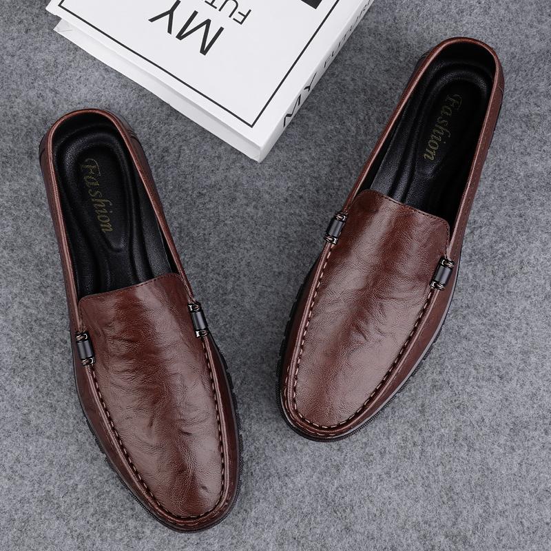 Genuine Leather Mens Formal Loafers Handmade Design Slip-On Flats Business Shoes Comfortable Moccasins Simple Male Driving Shoes