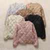 Women's Long Sleeve Quilted Jacket V Neck Commuter Casual Puffer Coat Lightweight White Duck Down Inner Wear