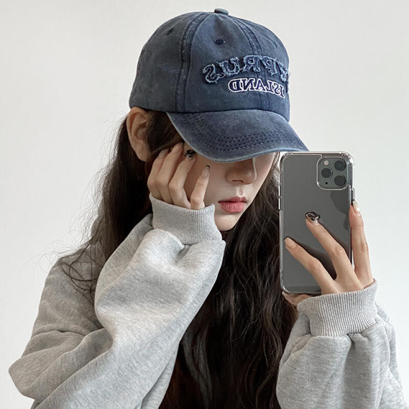 Vintage Lettering Embroidered Washed Ball Cap ac-9426c wine