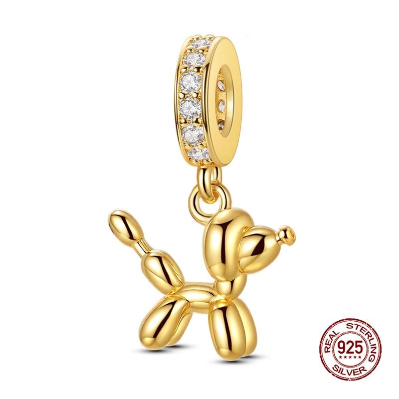 Original Charms Kupfer Ballon Pudel Charms Perlen Passend für 3 mm Original Armband für Damen DIY Modeschmuck Geschenke