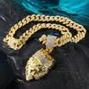 Pendentif Lion Couronné Strass Chaîne Cubaine: Collier Nightclub Hip Hop