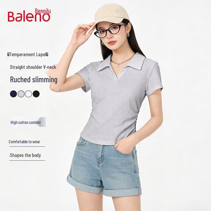 Baleno Women s Solid V-Neck Short Sleeve T-Shirt XL
