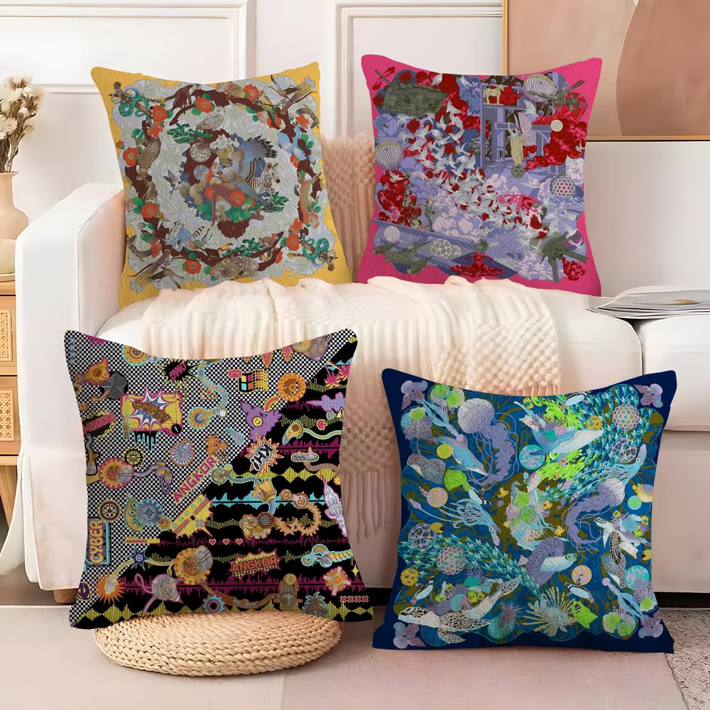 Cambodian Buddha Print Cushion Cover Soft Plush Fabric DoubleSided Printed Sofa Cushion Cover for All Seasons Home Decor Gift