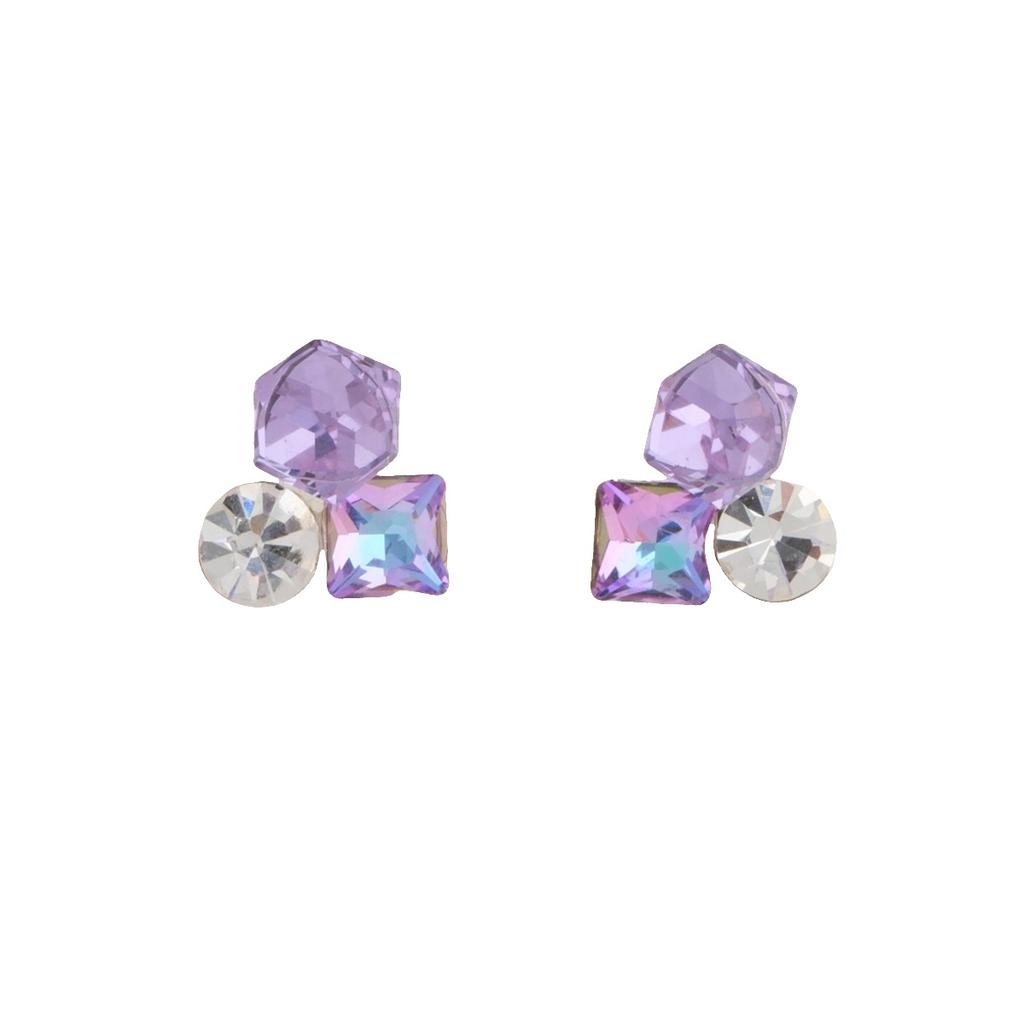 High version super flash sea salt blue ice crystal sugar cube earrings light luxury niche color temperament earrings unique and beautiful earrings