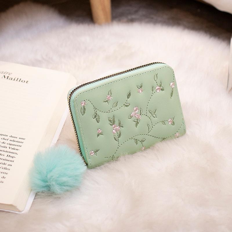 2023 Embroidered Ladies Clutch Pom Pom Wallet