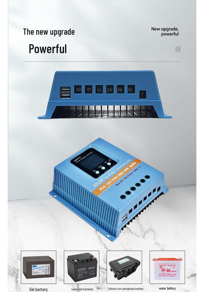 Smart MPPT Solar Charge Controller for 12V-48V Lithium, LiFePO4, Gel, Lead-Acid Batteries