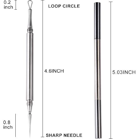 Professional Facial Milia Removal and Whitehead Extractor & Lancet - Double Ended Circle Loop & Sharp Needle Pimple Popper Tool - 2-in-1 Blackhead &