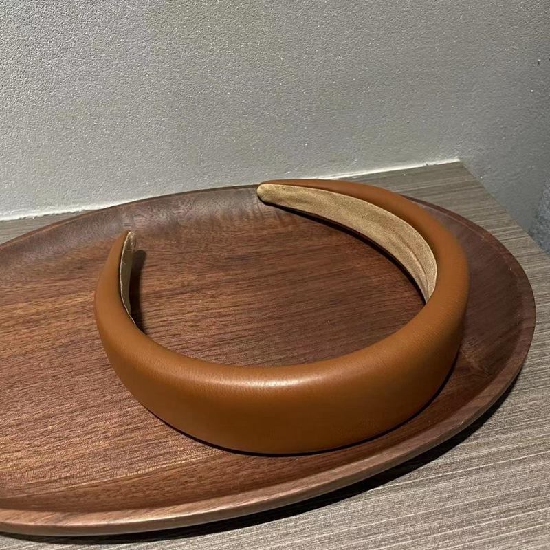 New PU Leather Thickened Sponge Wide Hairband for Women Girls Wide Wash Headband Retro Simple Hair Accessories