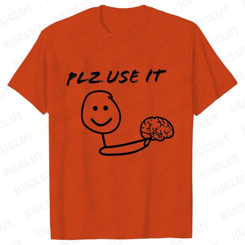 Funny Brain Graphic T-shirts for Women Plz Use It Brain Tops Short Sleeve Tees Harajuku Hip Hop Ulzzang Tshirts Female Clothing