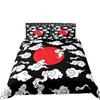 Japanese Style Print Bedding Set Luxury 3D Samurai Bedding Sunset Duvet Cover Sunset Scenery Polyester Duvet Cover Men Black Red
