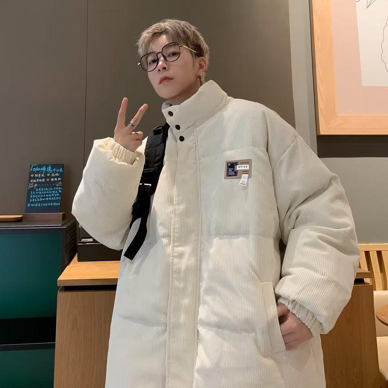 Unisex Corduroy Stand Collar Thick Cotton Jacket - Trendy Winter Coat for Couples