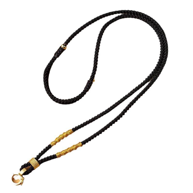 Hand-Woven Adjustable Jade Pendant Lanyard Necklace for Men and Women