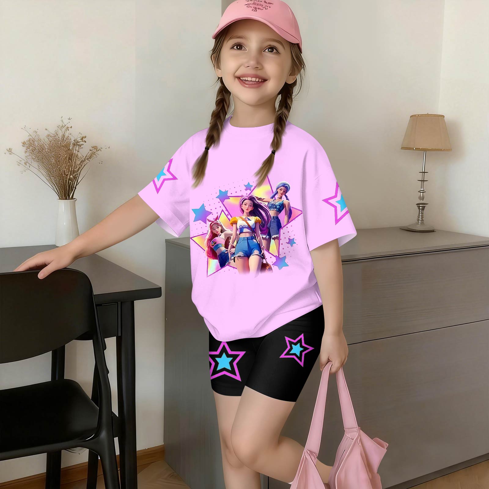 

Комплект одежды для новорожденных девочек и мальчиков, свободная футболка с принтом и штаны 140