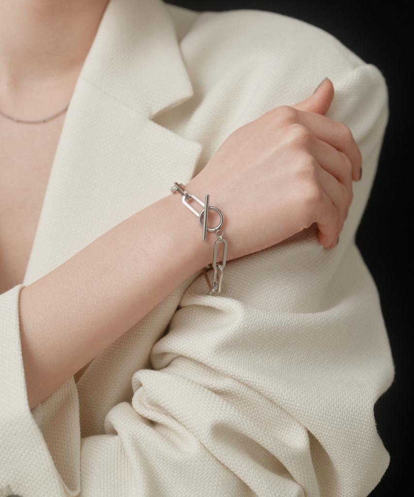Novice Tokyo Mantel Oval Chain Bracelet [Stainless] / Silver