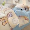 Cartoon Dinosaur Kids Duvet Cover 4Pcs Bedding Set Cute Dino Quilt Cover Polyester Comforter Cover 1 Flat Sheet 2 Pillow Shams