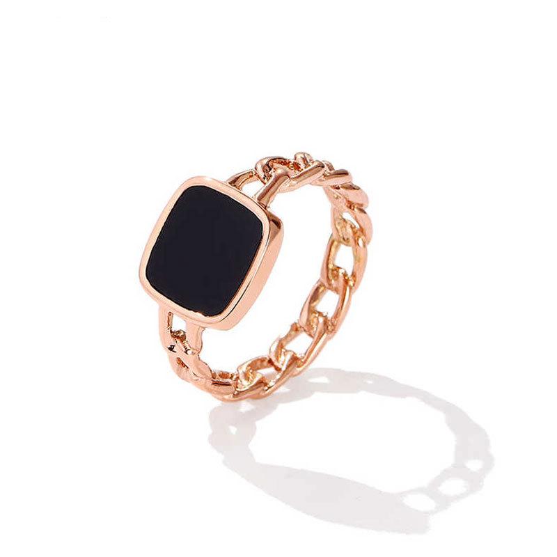 585 Russian Purple Gold Chain Square Ink Color Gold Fashion Temperament Rose Gold Plated Live Ring